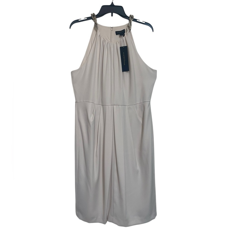 NWT Donna Karan NY Cream Halter Sleeveless Midi Dress. Size 14 - Picture 2 of 12
